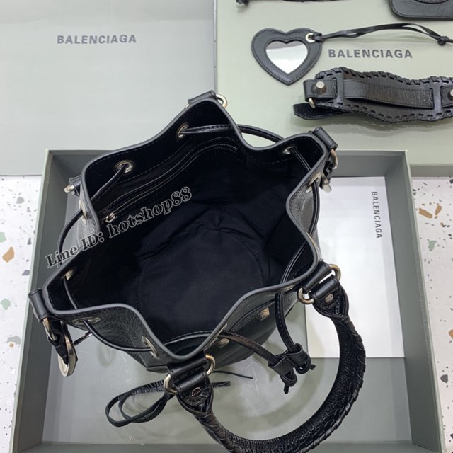 Balenciaga專櫃爆款黑色大號手提包 巴黎世家city水桶包新款機車水桶包 fyj2027